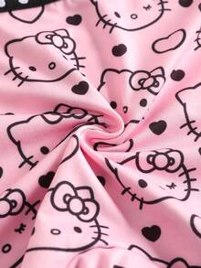 HELLO KITTY AND FRIENDS | SHEIN 3条装女士可爱卡通爱心字母全印花松紧腰平角短裤 - 粉色 - 查看 8