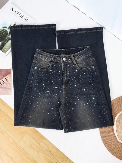 HIMARRI Pantalón de brillos Mezclilla dama Pantalones anchos mujer pantalones vaqueros para mujer pantalones de mujer pantalones vaqueros pantalon de mezclilla dama pantalon de mezclilla dama