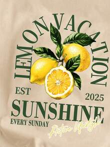 Manfinity Joysei Camiseta de tirantes casual de verano para hombre con estampado de limón - Caqui - Ver 4