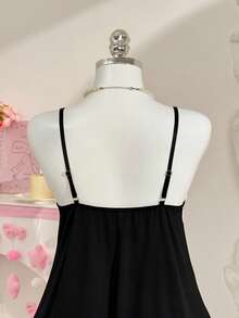 PetitDoll Lace Patchwork Black Sexy Slip Dress For Women - Black - View 4