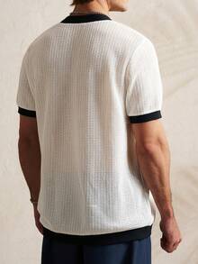 Manfinity Dauomo 休闲时尚男士撞色短袖宽松上衣 - 黑與白 - 查看 2