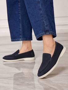 Women's Casual Versatile Commute Simple Flats Valentine's Day - Navy Blue - View 3