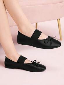 CUCCOO DOLLMOD Women's Casual Versatile Commuting Flats With Bow Decor Valentine's Day - Black - View 5