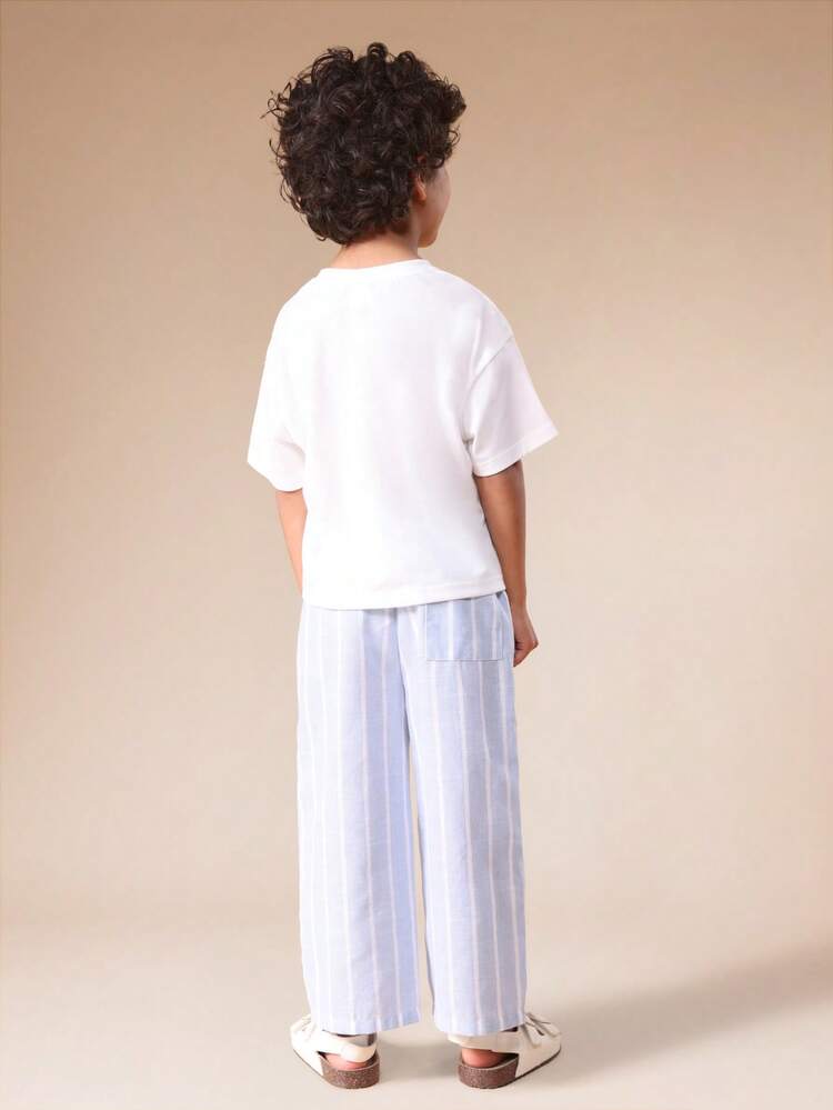 감자튀김 캐릭터 티셔츠와 줄무늬 바지 세트