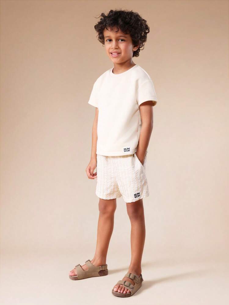 T-Shirt And Striped Shorts Set