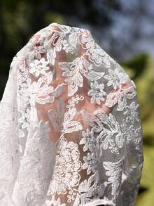 Elenzga Veste à manches longues à col rond, broderie florale, pour femmes grandes tailles, pour un port casual et quotidien - Blanc - Voir 8