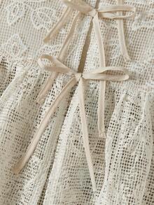 Maija Kids Maija Kids 一件少女休闲宽松刺绣蝴蝶结吊带背心，适合休闲外出、聚会、度假、派对、夏季和春季穿着。 - 杏色 - 查看 5