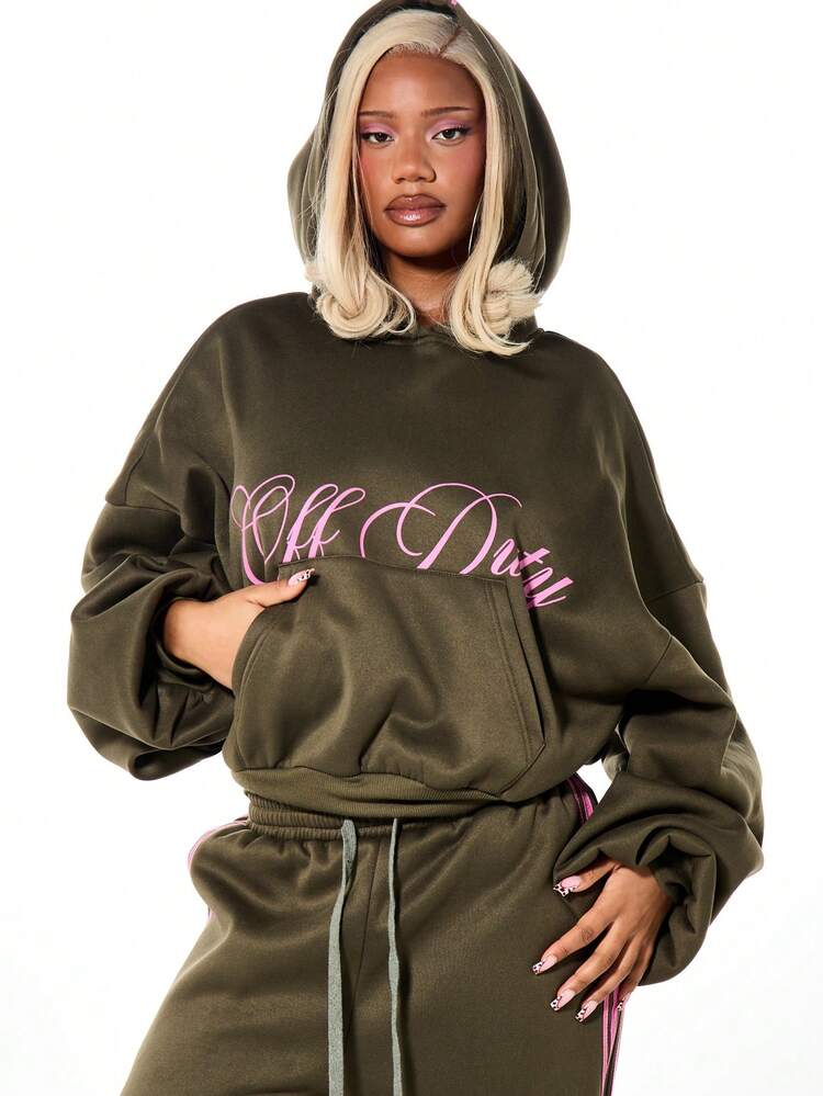 SUMWON WOMEN Off Duty Script Oversized Hoodie With Drawstring