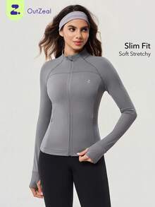 OutZeal 女士防晒外套 夏季日常休闲凉爽修身户外上衣 - 灰色 - 查看 1
