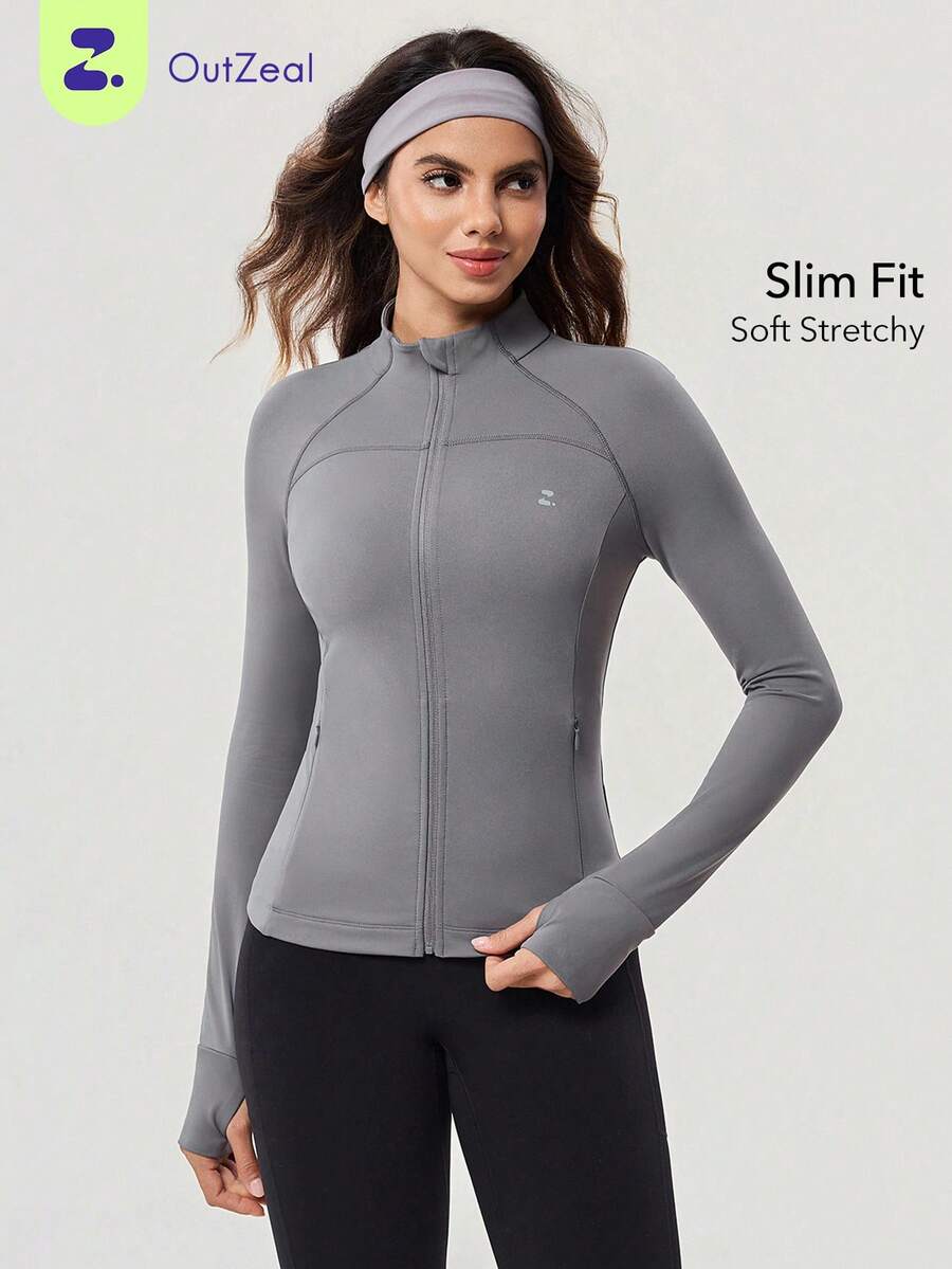 OutZeal 女士防晒外套 夏季日常休闲凉爽修身户外上衣 - 灰色 - 查看 1