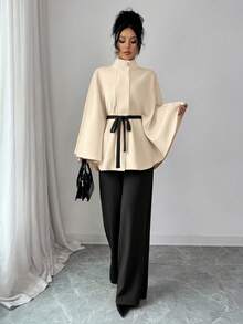 Elenzga Women's Knitted Elegant Vacation Commuting Autumn Two Pieces Set - Apricot - View 7