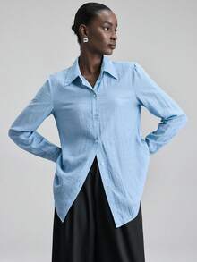 Ontre 2026 Vår/Sommar Ny Grå Långärmad Maxiklänning med Knyt i Midjan, Lämplig För Moderna Urbana Fester, Tillbaka Till Skolan, Urban Minimalistisk Vardagskläder, Bohemisk Stil, Semester, Högtider, Alla hjärtans dag Karneval, Dam Strandfest Elegant - Babyblå - Visa 4