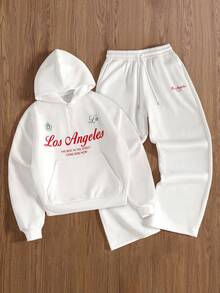 TOKVUE Men's Long Sleeve Half-Zip Casual Fashionable Versatile Daily Hoodie Set - White - View 9