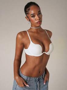 SHEIN BAE Women's Simple Solid Color Padded Push-Up Bra - White - View 7