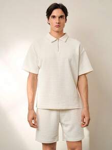 RONVEXI Áo sơ mi ngắn tay họa tiết và quần short nam, Bộ 2 món mùa hè - Màu Khaki - Xem 5