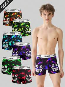 SHEIN Teenage Boys' Fashion Printed Boxer Briefs - Black - View 1
