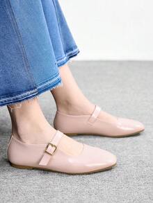 CUCCOO BIZCHIC Zapatos planos de mujer versátiles, de moda sencilla y generosa, para el tiempo libre, el trabajo y el transporte - Rosa claro. - Ver 4