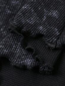 DAZY Women's Casual Distressed Washed Round Neck T-Shirt, Spring/Summer - Black - View 3