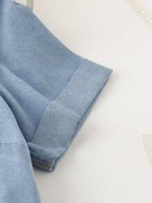 Rusticease Water-Soluble Lace Pocket Patchwork Denim Dress, Wash - Blue - View 5