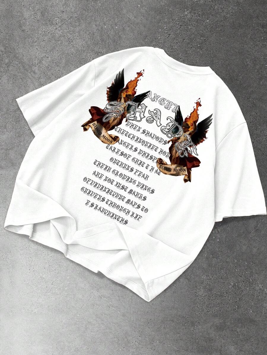 GENIUS ODE Men's Brand Letter & Graphic Print Short Sleeve T-Shirt - White - View 1