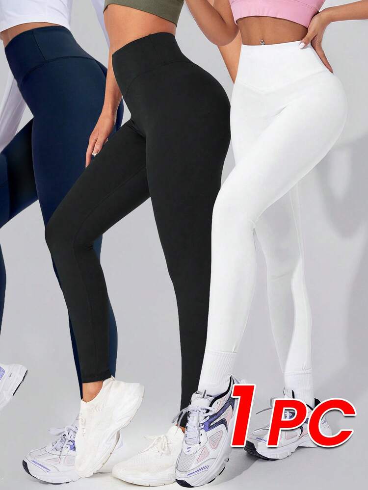 Women Solid Color High Waist Casual Fitness Leggings Yoga Pants