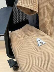 SHEIN 2pcs Tween Boy Casual Cute Pattern Textured Fabric Round Neck Short Sleeve Shorts Set, Suitable For Commuting, School, Daily Casual Wear, Sports, Spring/Summer Summer Y2k Vacation Goth Gothic Streetwear Sumwon Burgundy Holiday Vintage Boho Festival Mardi Gras Party Cute Birthday Boys Modest Home Casual Cozy - Apricot - View 7