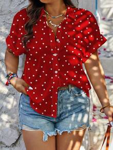 EMERY ROSE Áo sơ mi nữ tay ngắn in họa tiết cúc, kiểu dáng thường ngày, hoàn hảo cho mùa xuân và mùa hè, có thể giặt máy. - Nhiều màu - Xem 1