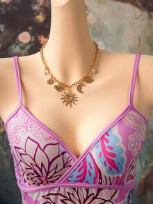 EgrlEra Áo hai dây nữ kiểu dáng Y2K thời thượng, in hoa, ôm sát, thoải mái, vạt áo bất đối xứng, thích hợp cho kỳ nghỉ, bãi biển, lễ hội âm nhạc. - Hồng - Xem 3