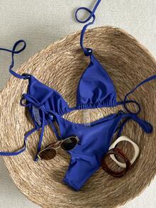 Swim Vcay 女士比基尼套装 - 藍色 - 查看 2