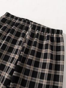 Boys Classic Plaid Lapel Short Sleeve Pajama Set - Multicolor - View 4