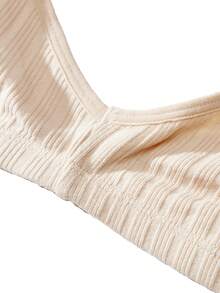 Ocili 100% Cotton Ribbed Comfortable Basic Minimalist Chic Autumn Casual Women Bra - Khaki - View 11