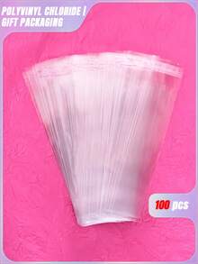 SHEIN 100pcs Transparent Packaging Bags, Simple And Practical, Multifunctional, Valentine's Day, Wedding, Birthday, Storage Container - Clear - View 3