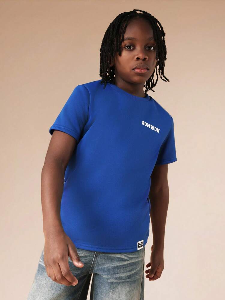 Text Print Crew Neck Tee