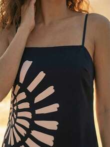 CAJUNI Women's Sexy Lingerie Slip Dress Cute Shell Print Mini Dress Spaghetti Strap ,Summer Dress - Black - View 5