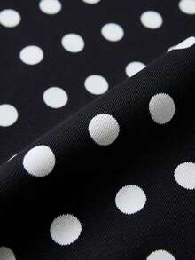 Franclia Women's Elegant Black Polka Dot Asymmetrical Neck Sleeveless Top And White Skirt Two-Piece Outfit - Black - View 6
