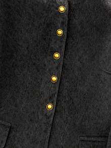 Franclia Plus Size Women's Grey Autumn Elegant Formal Thick Woolen Long Sleeve Jacket,Commuter French Style Knitted Short Overcoat With Decorative Buttons - Dark Grey - View 4