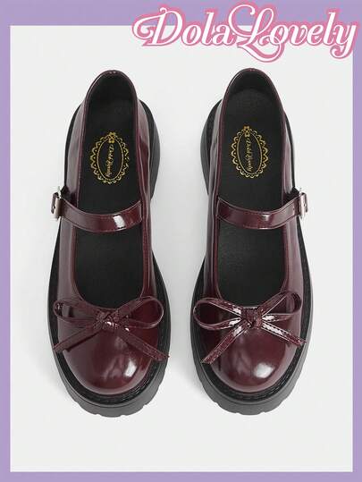 Dola Lovely Women's Shoes Burgundy Round Head Platform Mary Jane Lolita Wear Valentine's Day