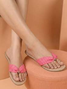 Sandalia plana en amarillo, rosa y rojo - Rosa Fucsia - Ver 2