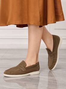 Sleekvia 女士百搭时尚平底鞋，适合日常穿着 - 杏色 - 查看 3