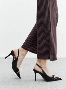 CUCCOO BASICS Casual & Commute Minimalist Pointed Toe Backless Women Pumps Valentine's Day - Black - View 9