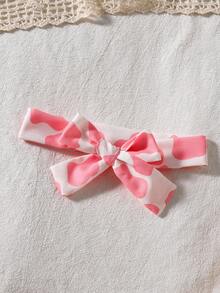 SHEIN Baby Girl Sweet Patchwork Heart Print Ruffle Hem Bow Decor Summer Dress - Pink - View 7