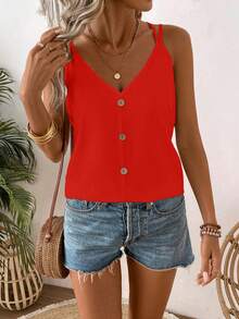 EMERY ROSE Áo tank top nữ màu trơn, dây mảnh, dáng rộng, thoải mái, thích hợp cho mùa hè. - trái cam - Xem 6