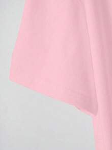 EMERY ROSE Women's Casual Round Neck Pink Flamingo Print Short Sleeve T-Shirt - Baby Pink - View 4