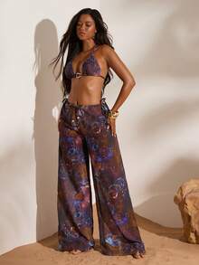 Opulessa Quần ống rộng in họa tiết thoải mái dành cho nữ đi biển, thích hợp cho mùa xuân đến hè, ngày Valentine, trang phục lễ hội, thanh lịch cho tiệc tùng, bãi biển, kỳ nghỉ hè, trang phục thường ngày, kỳ nghỉ hè, lễ hội, tiệc tùng, bãi biển, thanh lịch, kỳ nghỉ - Nhiều màu - Xem 6