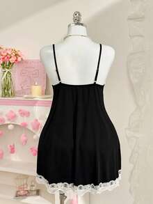 PetitDoll Lace Patchwork Black Sexy Slip Dress For Women - Black - View 2