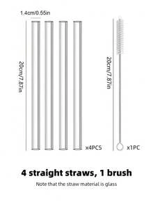 Bộ 4 ống hút trà sữa trân châu bằng thủy tinh, kèm 1 cọ vệ sinh, dùng cho trà sữa trân châu, sinh tố, đồ dùng nhà bếp, quà Giáng sinh. - Trong sáng - Xem 12