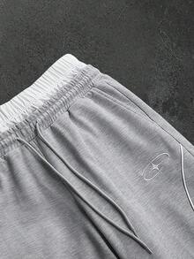 PAVTROS Men's Casual Star Embroidery Loose Hoodie And Sweatpants Set, Autumn - Grey - View 4