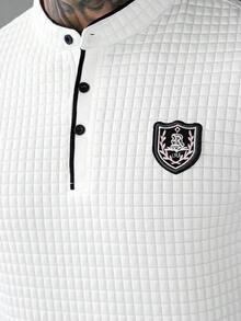 Manfinity CasualCool Men's Contrast Trim Half-Placket Casual Short Sleeve Polo Shirt - White - View 6