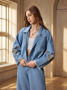 Selenza Women's Casual Denim Long Sleeve Jacket - Light Wash - View 4