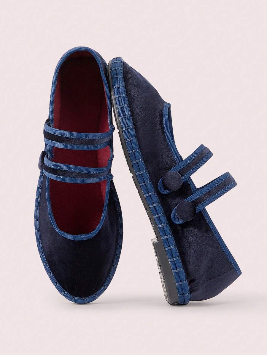 CUCCOO DOLLMOD Women's Fashionable Casual Everyday Versatile Flat Shoes - Navy Blue - View 1